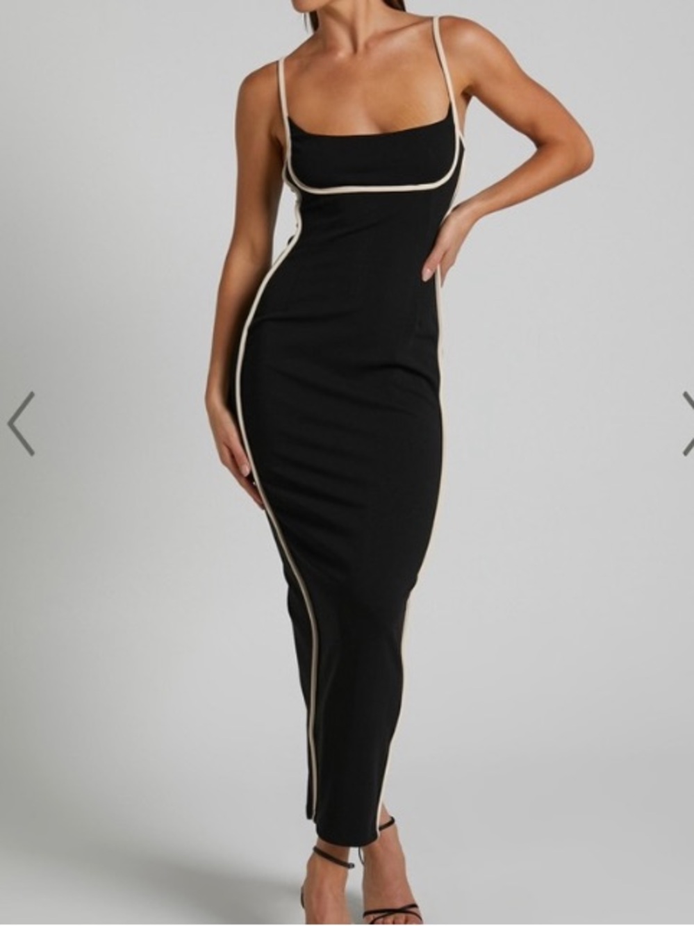 Black Maxi Dress with Cream Trim